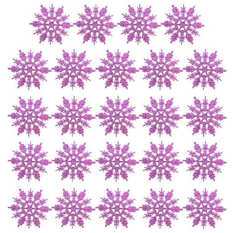 Christmas Snowflake Pendant 24pcs/set Glitter Plastic Tree Window Wall Decor