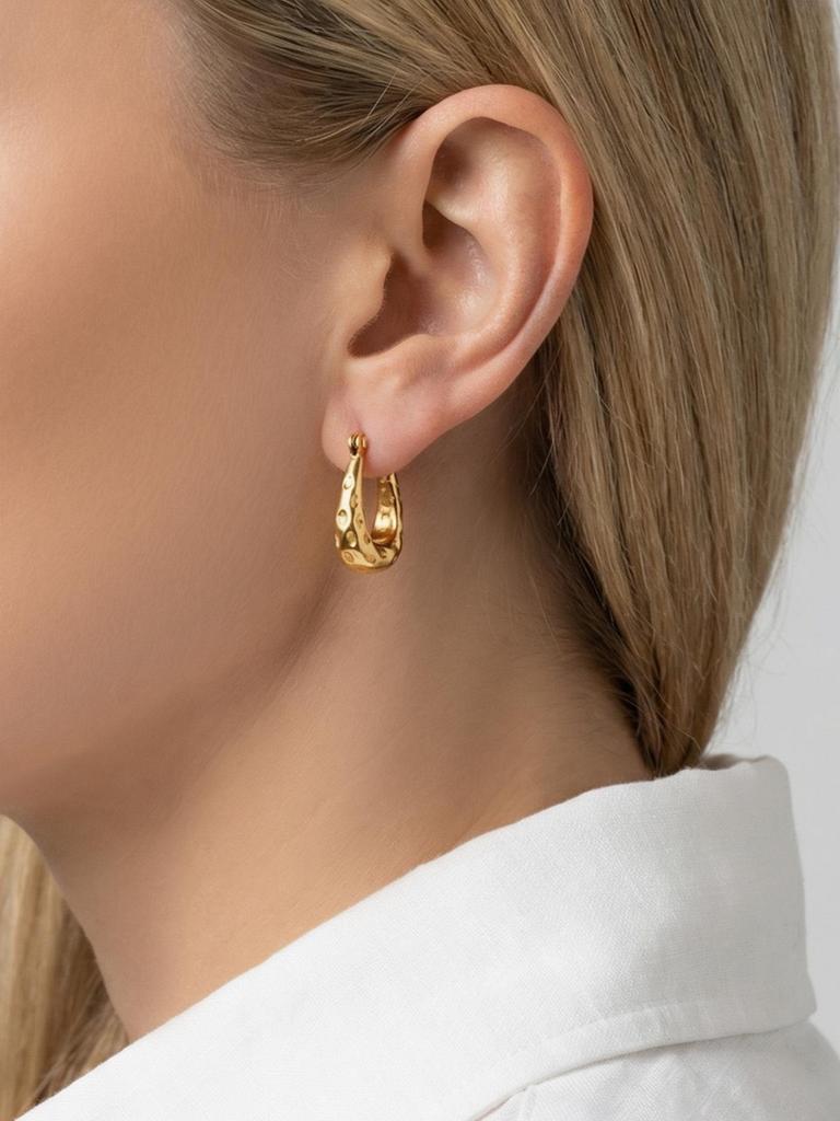 European Minimalist Geometric U-Shaped Handbag Earrings, 18K Gold-Plated Stainless Steel, Light Luxury Design.