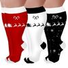 3 Pairs Christmas Pattern Athletic Wide Calf Compression Socks for Men and Women Running Flight Travel Nurses Pregnant