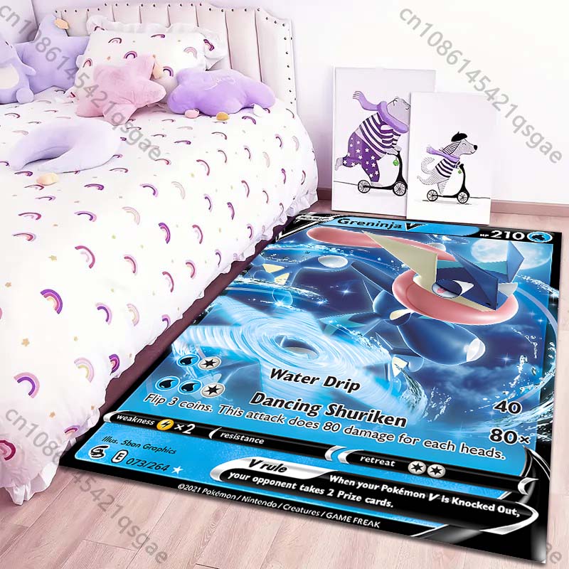 1PC Pokémon Cards Greninja Print Rug Carpet for Living Room Children Bedroom Mat Sofa Doormat Floor Rug Home Decor Anti Slip Mat