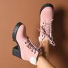 Women's Wide Width Platform Snow Boots - Chunky Heel Lace-Up Winter Boots with Plush Lining, Fashion Insulated Martin Boots