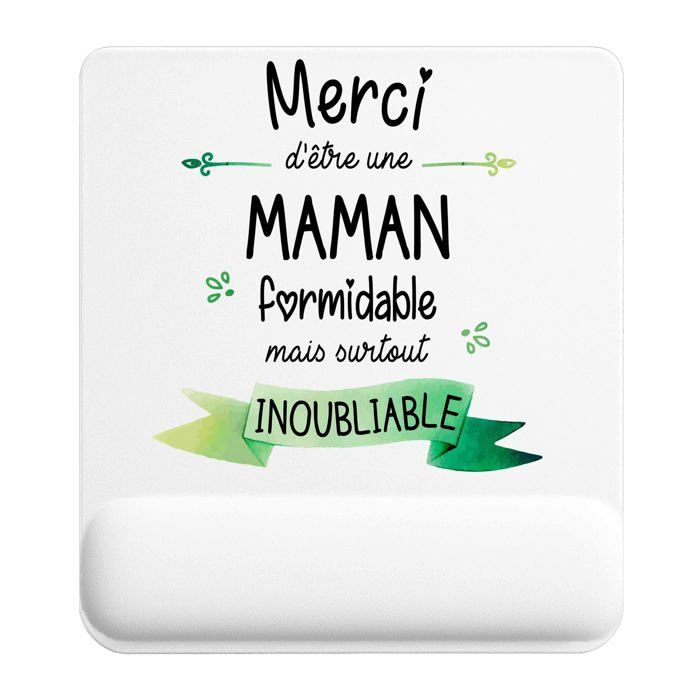 Tapis de souris - PLANETEE - Merci Maman Inoubliable femme - 22 x 18 cm - Surface lisse anti‑dérapante - Épaisseur 3 mm