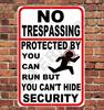 Funny Warning No Trespassing Run Canapost Hide Security Sign Metal Aluminum