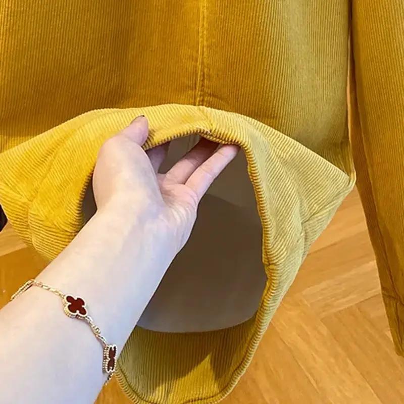 Hose für Damen Übergröße Verdickt Dehnbar Elastisch Hohe Taille Lange Hose Einfarbig Fleece Lässig Weitbeinige Hose