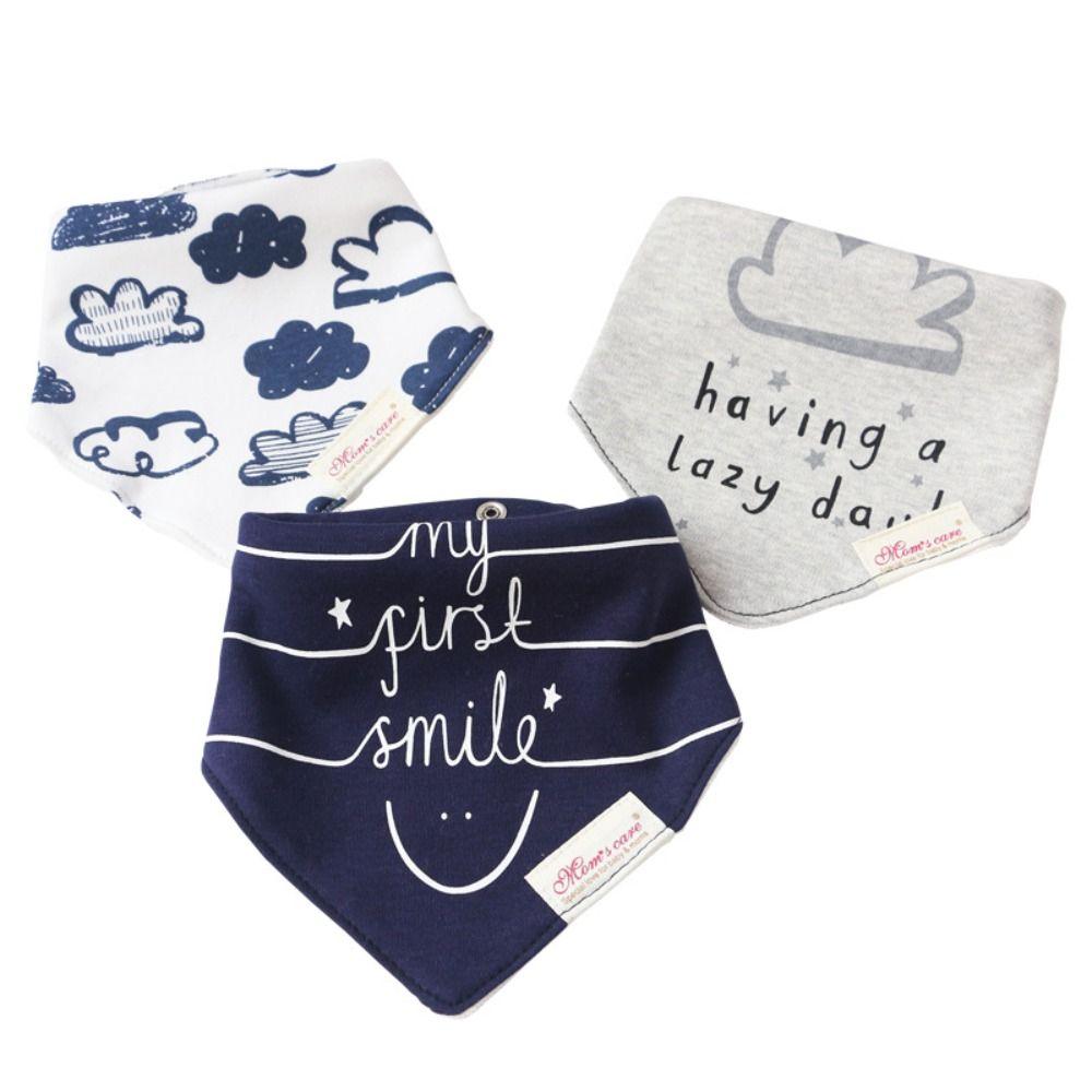 Soft Texture Drool Bibs Stripes Pattern Saliva Towels 3pcs Set Bandana Bibs Burping Time