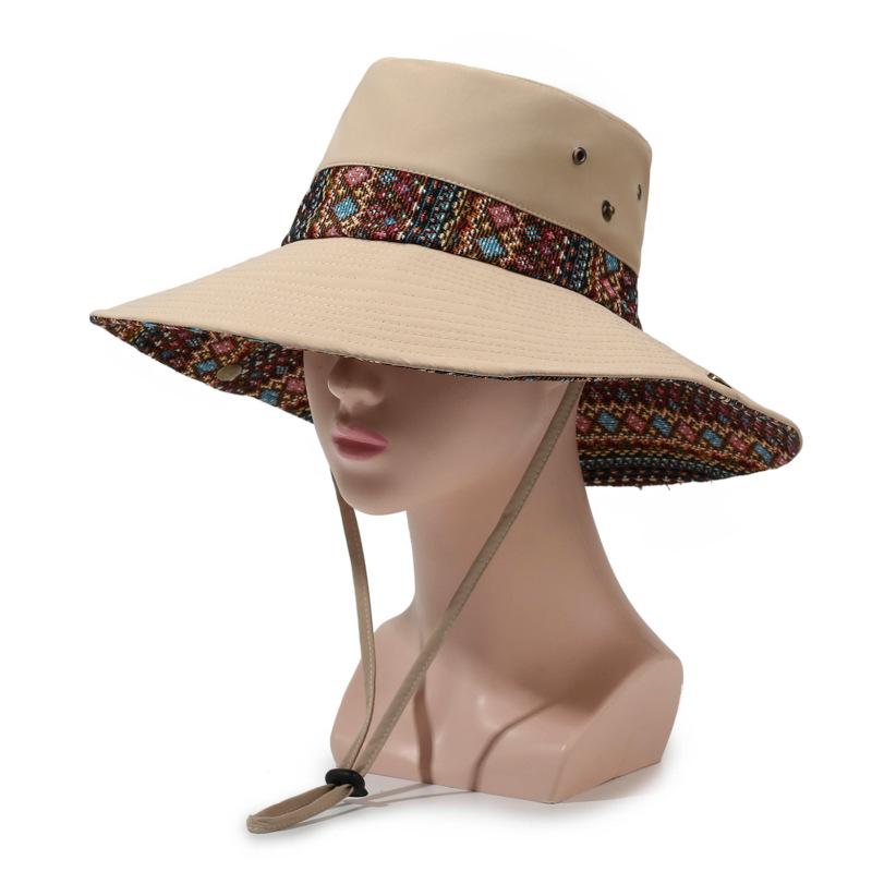Шляпа в этническом стиле Летняя Винтажная Альпинистская Шляпа Уличная Шляпа с Широкими Полями Защита от Солнца Тент Рыбацкая Шляпа хаки