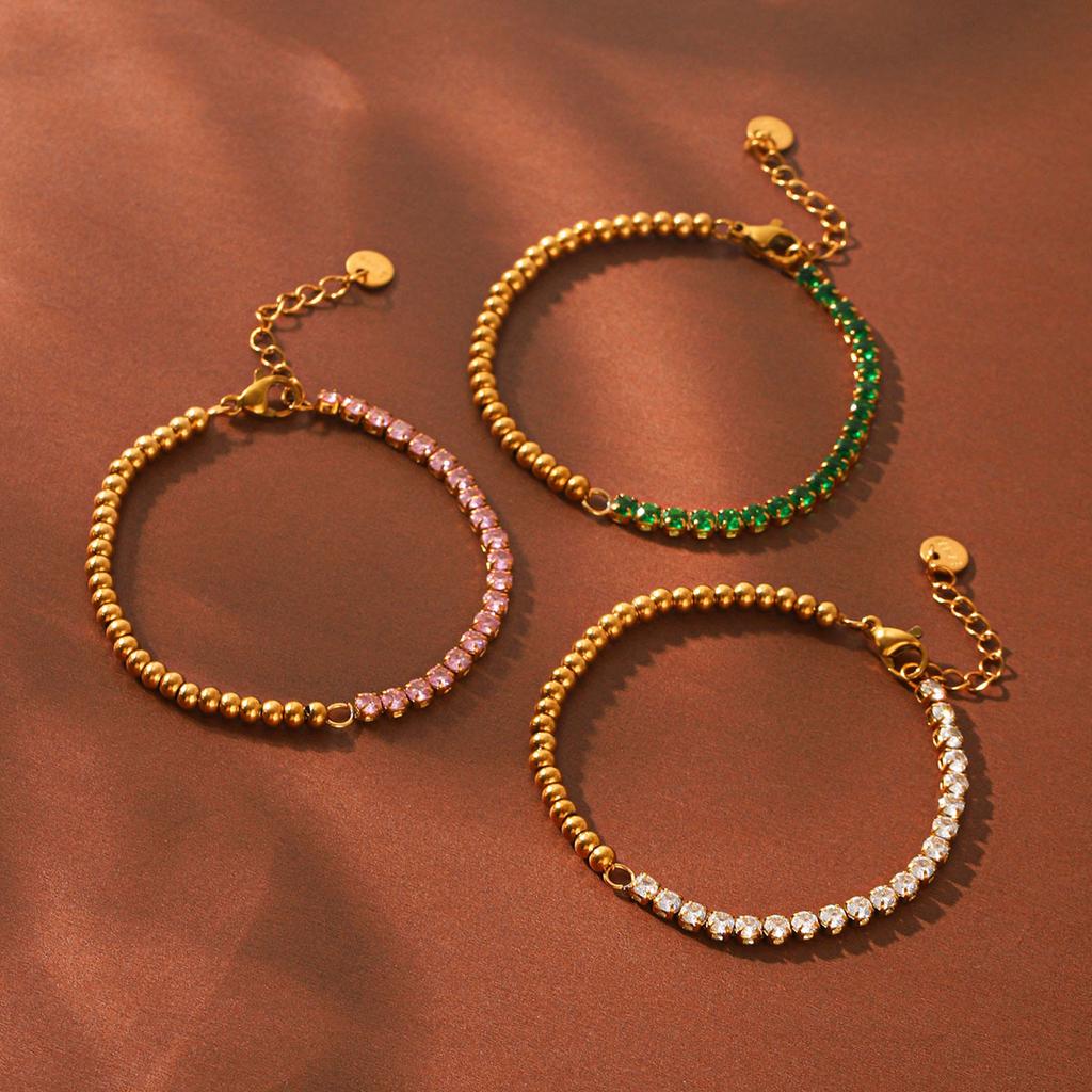 Euro-American style stainless steel zircon bracelet, light luxury high-end hand jewelry, 18k gold non-fading accessories