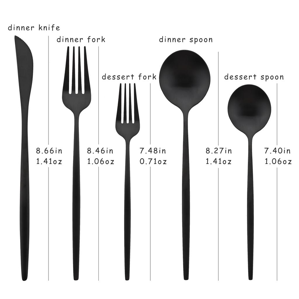 30 Teile/satz Geschirr Matte Schwarz Messer Salat Gabeln Dessert Löffel Besteck Set Edelstahl Besteck Familie Geschirr für Party