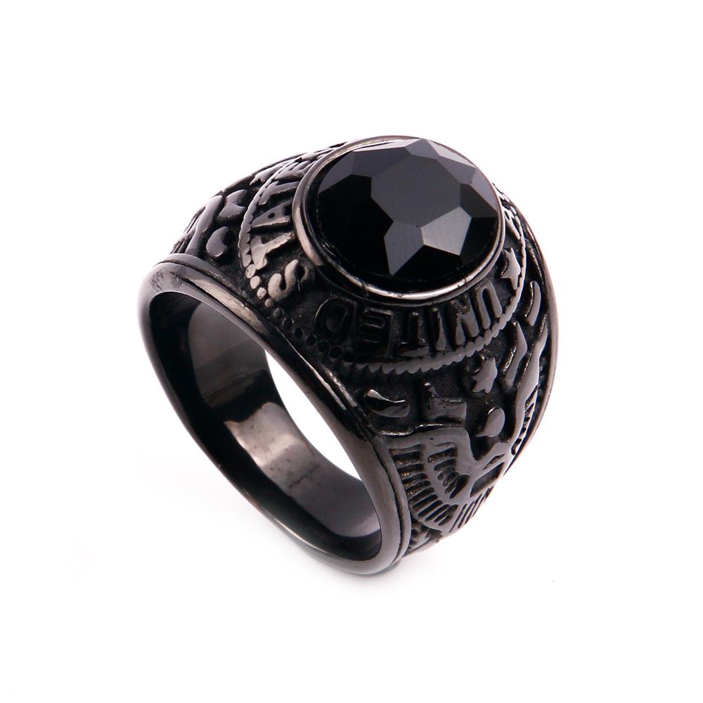 Retro Titanium Army Personalized Finger Ring