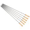 6Pcs Stainless Steel BBQ Sticks Grill Skewers BBQ Flat Skewers Grilling Tools for Kitchen