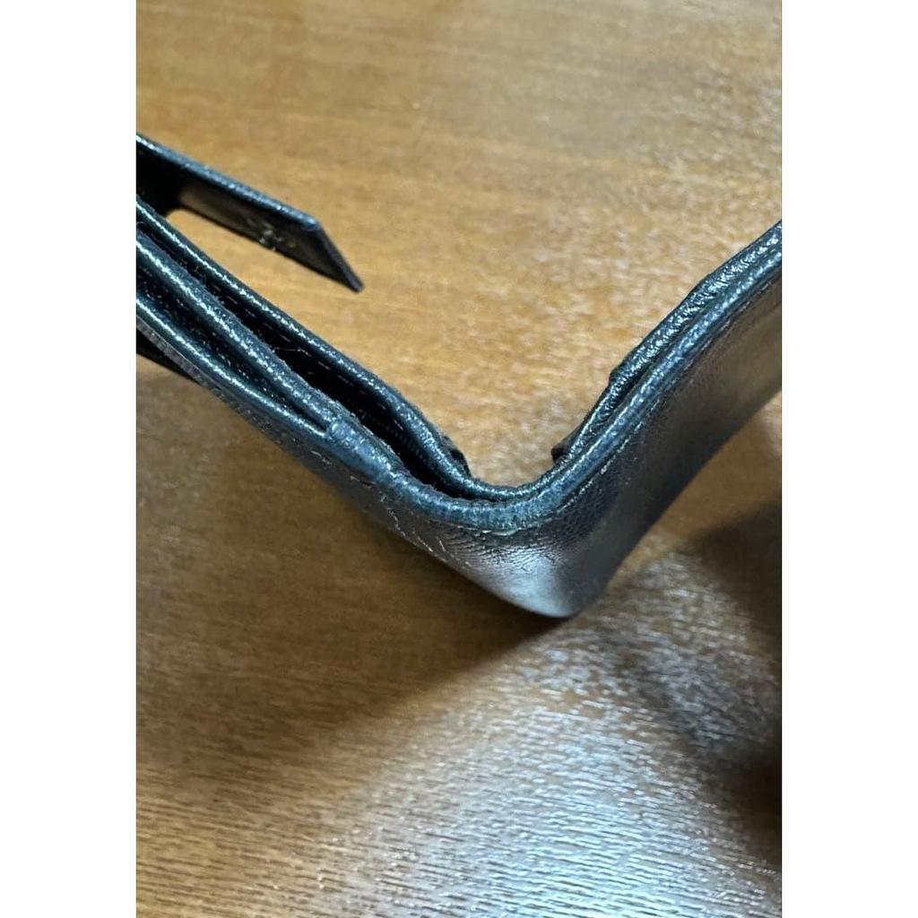 Used PRADA Black Leather Bifold Wallet Saffiano Leather Triangle Logo