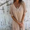2024 European & American Semi-formal V-neck Cotton Linen Dress