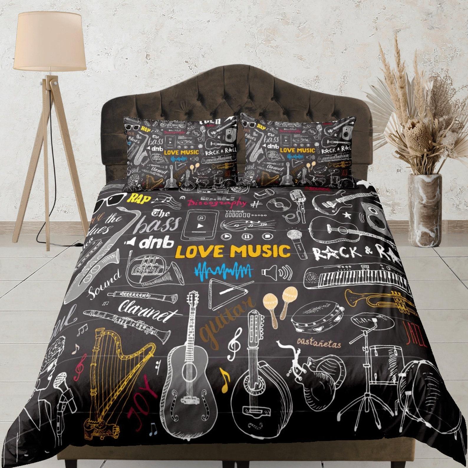 

Music Themed Bedding Set, Aesthetic Duvet Cover Set, Soft bedding Cover, Artistic Bedspread, Bedroom Set, Dorm Bedding, Gorgeous Bedspread 135x200cm