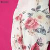 ZANZEA Women Stand Collar Floral Print Splice 3/4 Sleeve Blouse