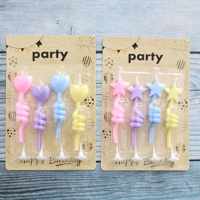New Birthday Cake Twist Candle Colorful Curved Thumb Creative Love Five-pointed Star Shape Candle