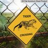 2D Flat 1pc, Funny Tiger Crossing Sign - Heavy-Duty Iron Metal Plaque with Tiger Graphic - Yellow & Warning Decoration for Home, Office, Garage, Farm