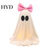 Living Room Halloween Decor LED Ghost Decoration, Pink Bow Tabletop Ornament, Soft With Warm Lights Fabric Haunted House with Glow for Home Round Eyes