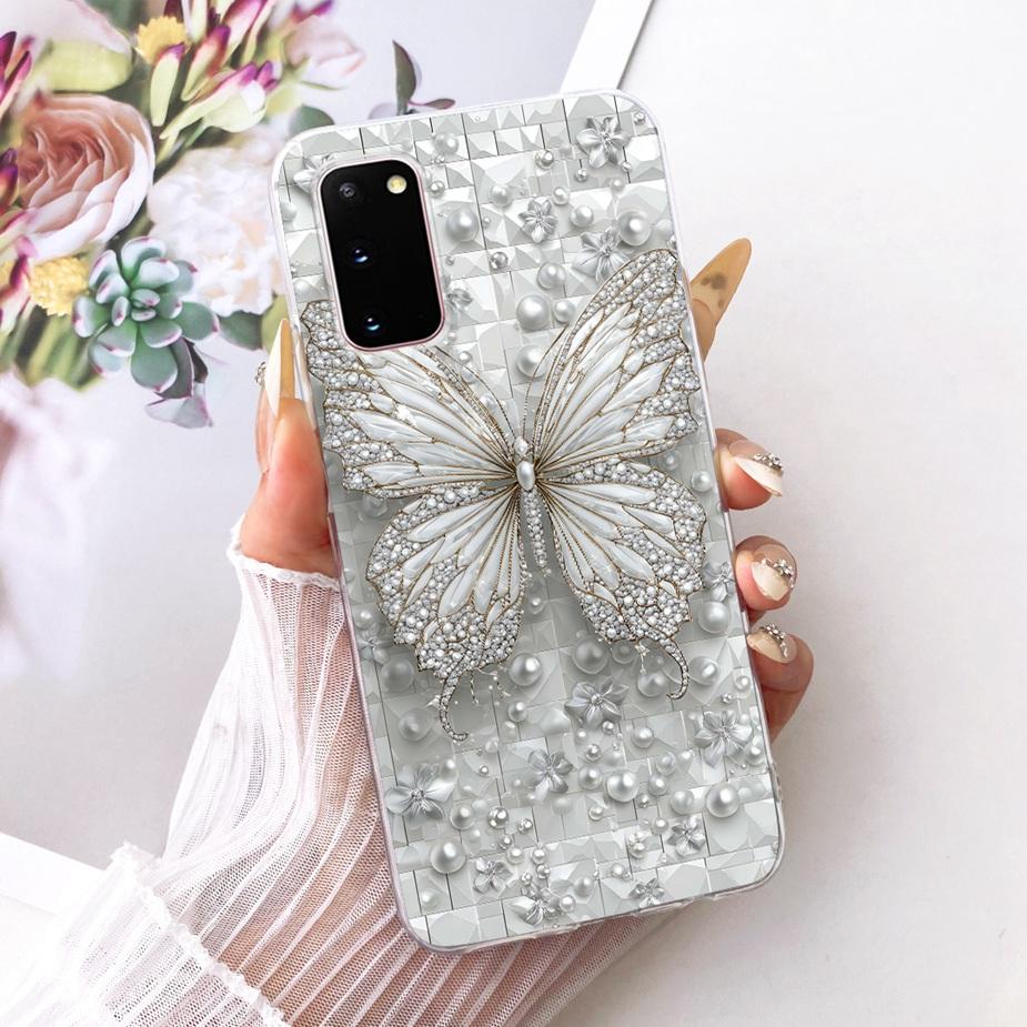 For Samsung Galaxy S20 Plus Case SM-G985F Luxury Bow Flowers Painted Cover Soft Silicone Case For Samsung S20+ S 20 Plus 5G Bags