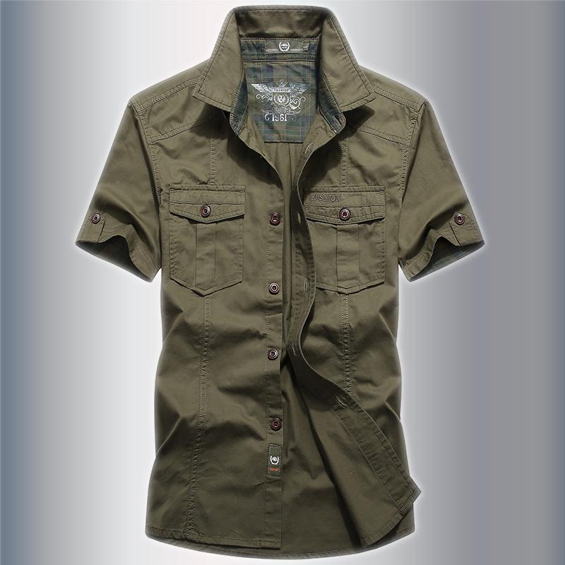 Men'S Short-Sleeve Shirt Summer Workwear Loose Fit Large Size Men'S Casual Shirt Half-Sleeve Shirt Outdoor Top