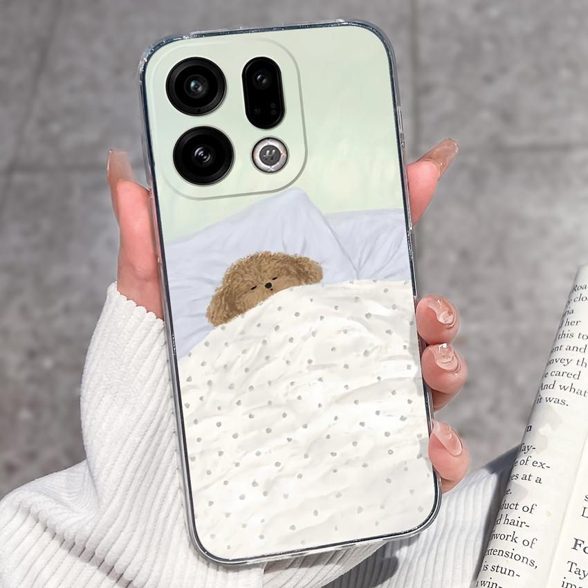For Oppo Find X9 X8 X7 X5 Pro X2 Lite Reno8 Pro Pro+ Phone Case Black Cat Wine Glass Patterns Transparent TPU Protection Covers For Oppo Bumper Casing