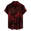 Men's Short Sleeved Shirt, Daily Fashion Printed Button Top, Chest Pocket Cardigan
