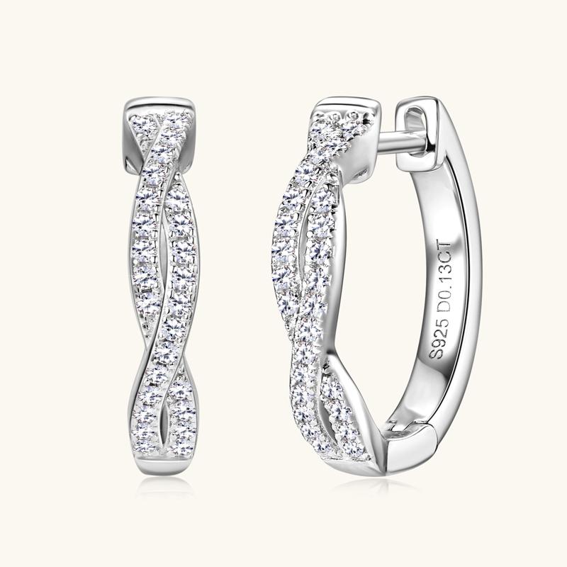 Lab Grown Diamond Earrings 925 Sterling Silver Moissanite Twisted Infinity Hoop Earrings Jewelry Gifts Earrings  Bulk