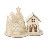 Wooden House Puzzle Block Christmas Building Block Ornament Kit Xmas Desktop Decoration Educational DIY Craft for Kids Adults