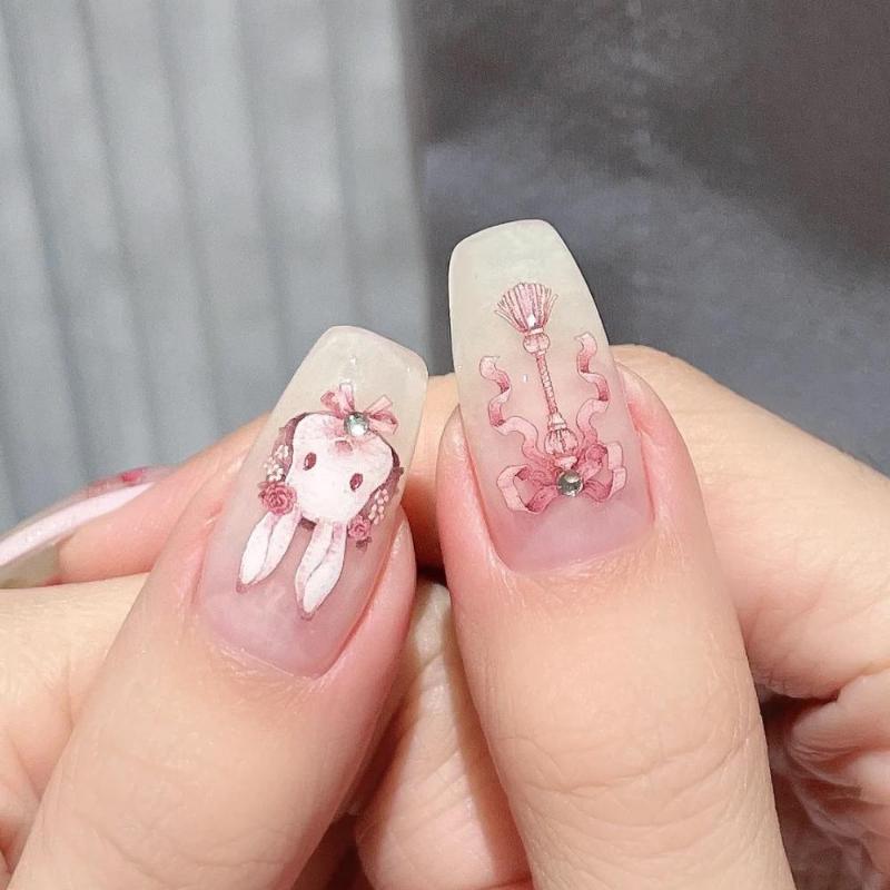 Fashion Rabbit Pattern Nail Sticker 3D Nail Art Decal Gel Polish Sticker Nail Art Decor Kalkomanie