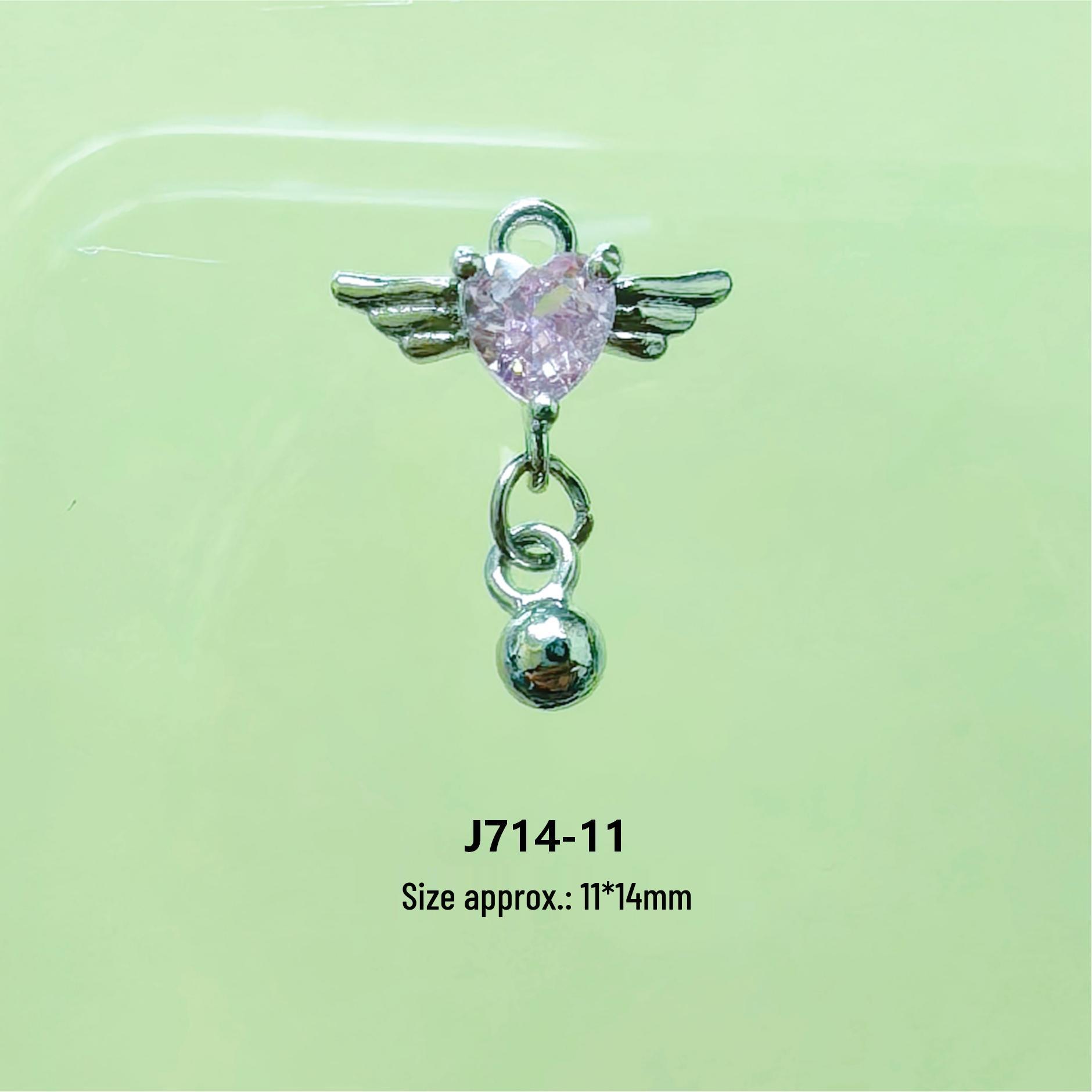Copper-Inlaid Zircon Angel Wing Pendant for Nail Art - Colored Press-On Nail Decoration and Drill Accessories