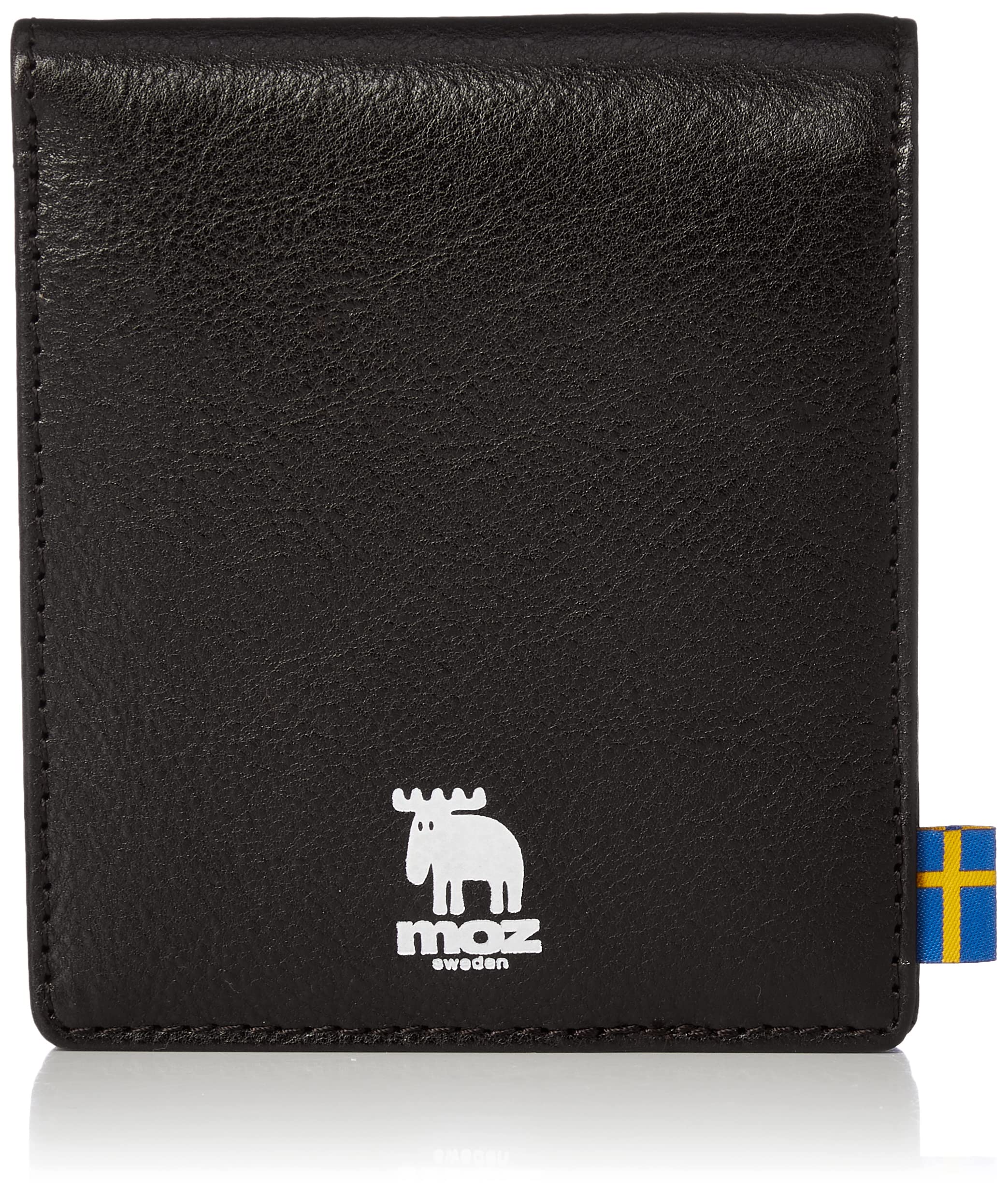 

Wallet Bifold Genuine Leather Cowhide Coin Purse Card Case Snap Button Grain Embossed Logo Scandinavian Bifold Wallet Black [Mozu] Men s Women s чёрный