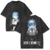 Anime Re:ZERO Rem T-shirt For Men's Clothing Gothic Y2k Washed Oversized T Shirt Summer Short Sleeve O-Neck Polyester Tees Tops