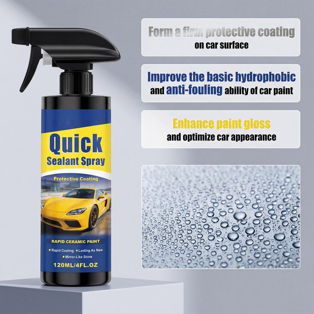 Keramische coating voor auto's, lakoppervlak met waterafstotende eigenschappen, snelle afdichtingsspray die de autolak verjongt, 120 ml