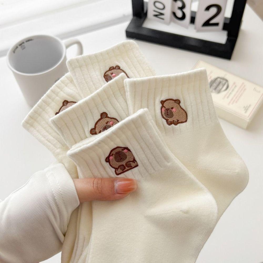 Cartoon Cotton Socks Soft Summer Hosiery Simple Capybara Socks Student