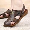 Fashion Mens Sandals Closed Toe Breathable Genuine Leather Casual Loafers Summer Outdoor Beach Sandalias Formal Office Walking Flats