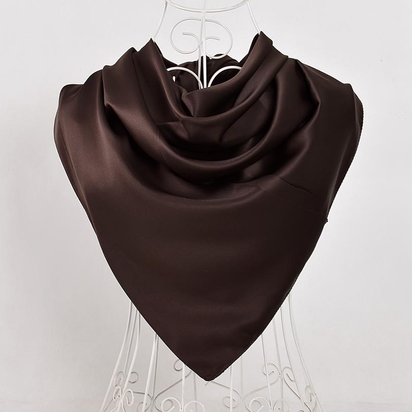 [BYSIFA] New Solid Color Women Large Square Scarves Wraps 100*100cm Autumn Winter Luxury Matt Satin Silk Scarf Brand Head Scarf