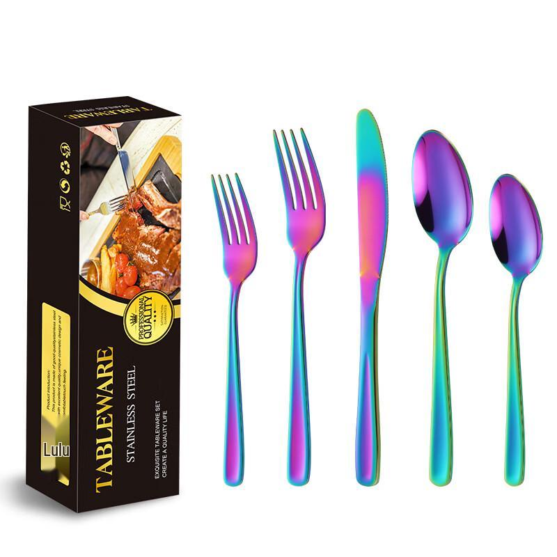 Abay Iridescent 304 Stainless Steel 5-Piece Flatware Set