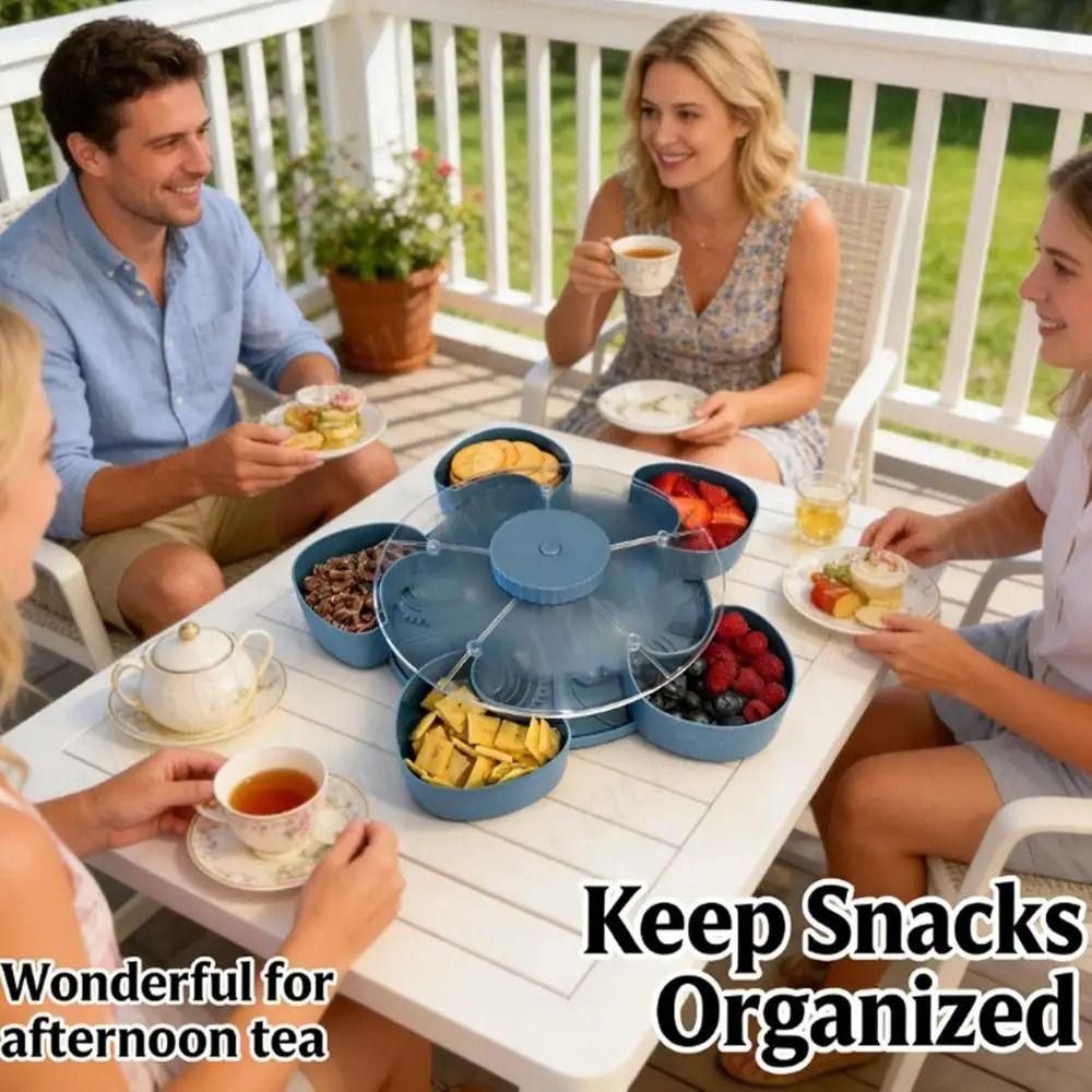 With Lid Rotating Snack Tray Multi-compartment Spinning Compartment Platter  Kitchen