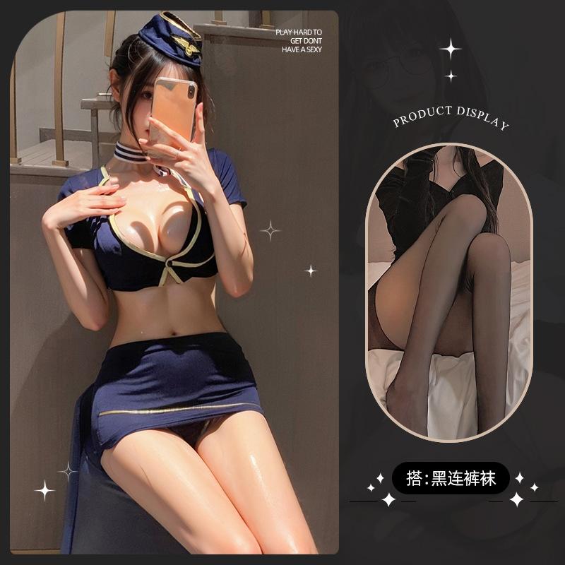 Sexy lingerie sexy hot pure desire deep v free couple flirting stewardess cosplay temptation hip nightdress