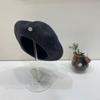 Women's High-Quality Wool Beret: Buttoned, Retro Style, Solid Color, Versatile Hat for Autumn and Winter
