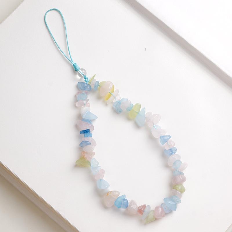 

Браслет на запястье для телефона из бусин морганита с кулоном против потери