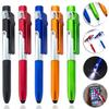 4 In 1 Multi-Function Ballpoint Pen With LED Light Fold Phone Holder Night Read Writing Pencil Office Student Stationery Tools