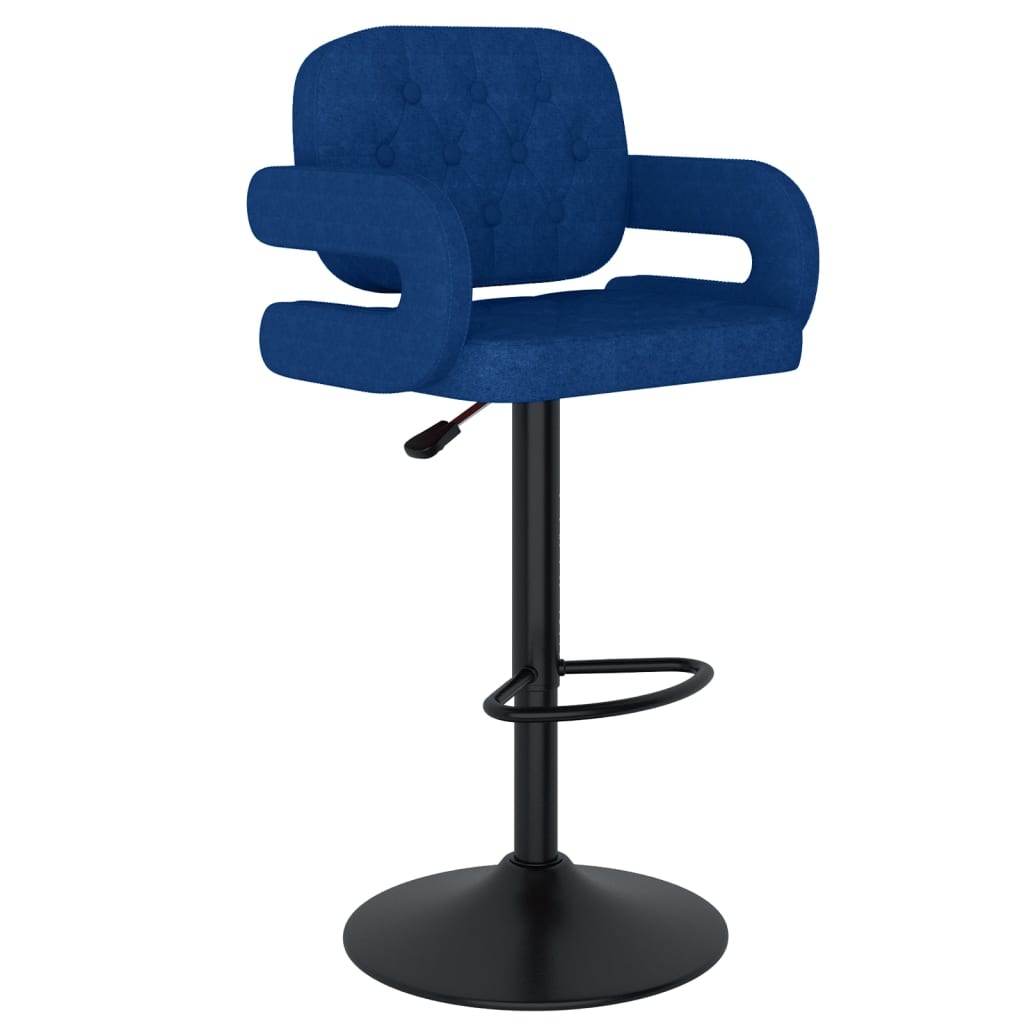 Bar Stool Set of 2 Blue Fabric