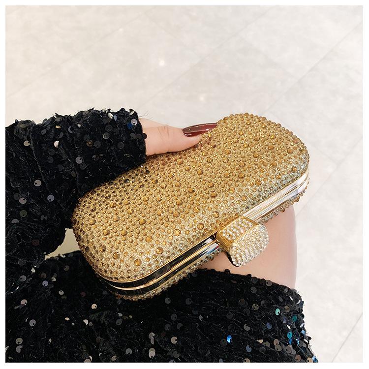 Fashion Ladies Shiny Luxury Rhinestone Decorative Clutch Bag Evening Bag Elegant Temperament Dinner Bag
