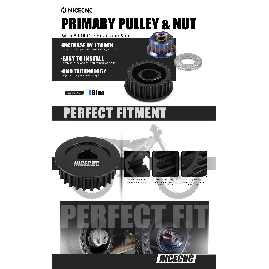 NICECNC For Surron Light Bee X S L1E Electric Dirt Bike 2024 2025 Primary Pulley & Primary Belt Pulley Nut For Segway X160 X260