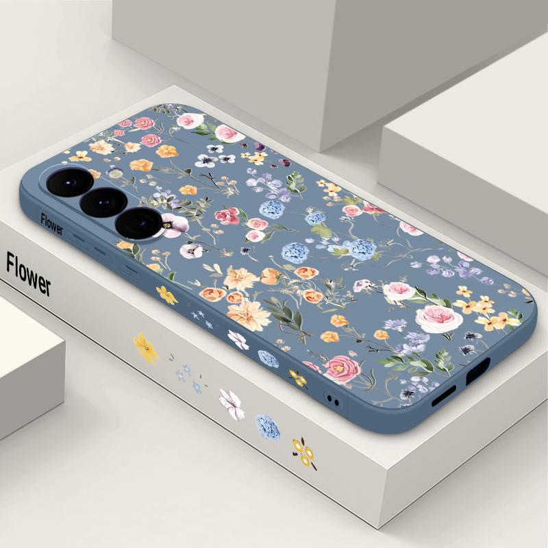 Vintage Floral Pattern Case For Samsung Galaxy S25 Ultra S24 Plus S22 S23 S21 FE A15 A16 A17 A35 A36 A54 A55 A56 5G Funda Capa