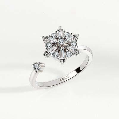 Original European And American Rotating Ring Opening Can Be Adjusted To Relieve Pressure Zircon Ring Women