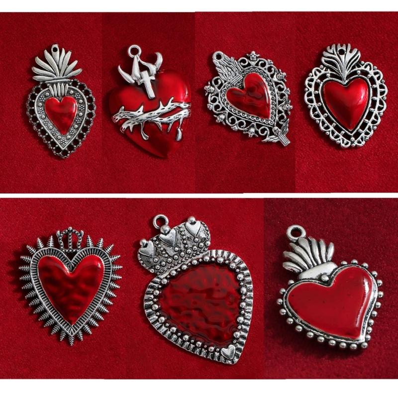 Gothic Heart Shape Pendant Vintage Alloy Jewelry Charm Jewelry Findings for DIY Necklace Earrings Making Accessory