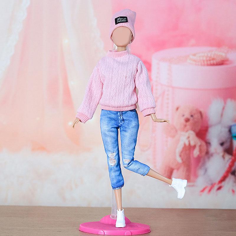 

1Set 30Cm Doll S Clothes Suit Dress Up Accessories Sweater Hat Jeans Suit Girl
