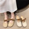 Fashion Ladies' Slippers Summer Outdoor Wear Bow Flat Slippers Women Sandals New Style French Gentle Baotou Half Slippers for Women