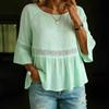 2026 Spring/Summer Fashion Women's Solid Color Round Neck Ruffle Sleeve Casual Top